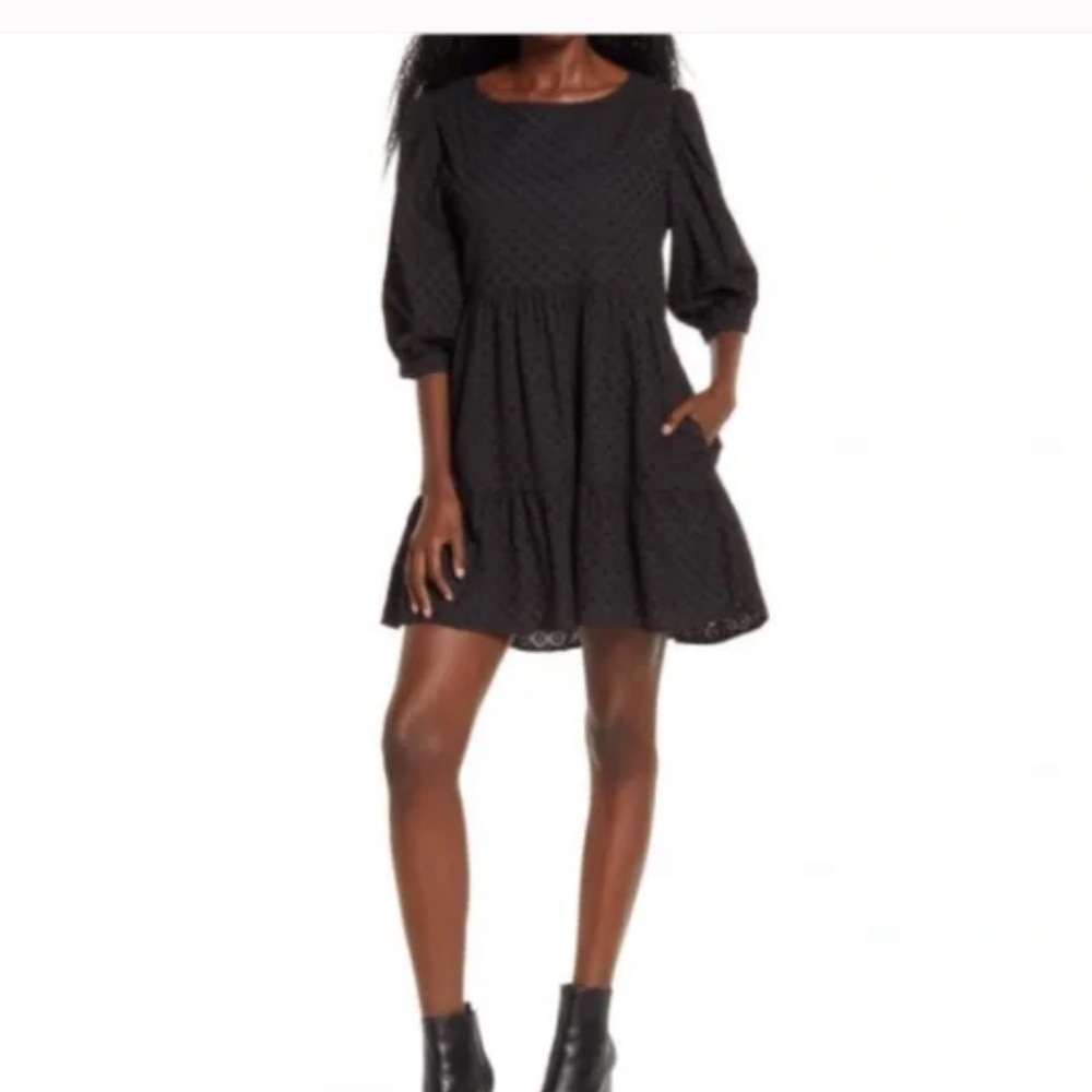 Wayf Black Lace Babydoll Dress Size Large